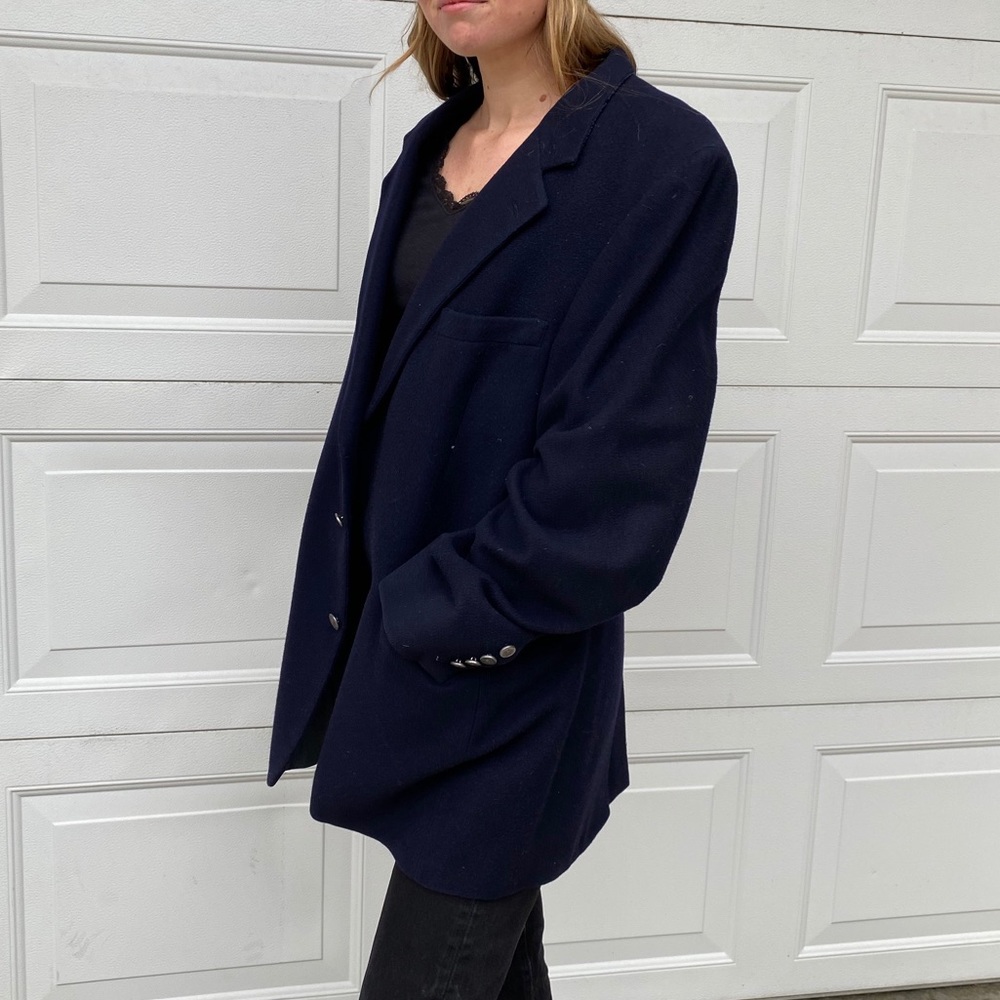navy blue vintage wool blazer
